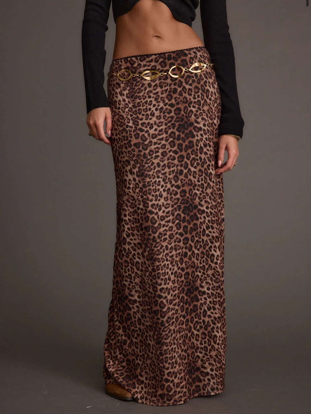 12th Tribe Julia Leopard Print Maxi Skirt BNWT Size S - Picture 2 of 4
